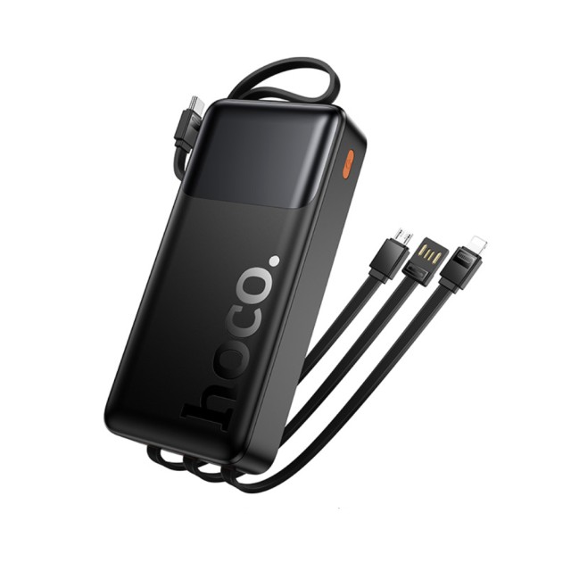 Power Bank Hoco J156A Founder 20000mAh PD20W+22.5W QC με Θύρες USB+USB-C Ενσωματωμένα Καλώδια USB-C+USB+Lighting+Micro και LED Ένδειξη Μπαταρίας Μαύρο