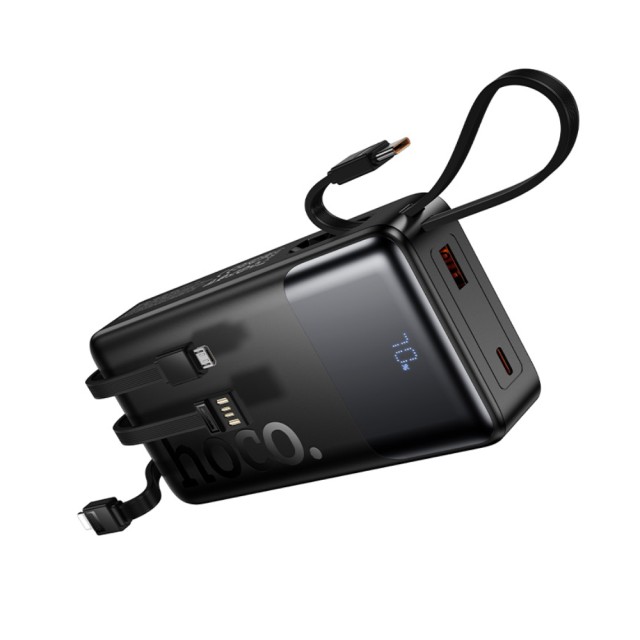 Power Bank Hoco J156A Founder 20000mAh PD20W+22.5W QC με Θύρες USB+USB-C Ενσωματωμένα Καλώδια USB-C+USB+Lighting+Micro και LED Ένδειξη Μπαταρίας Μαύρο