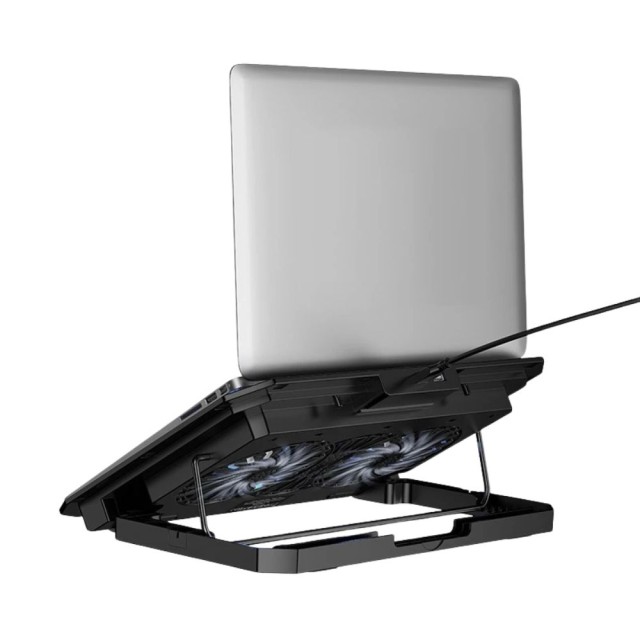 Laptop Cooler Hoco GA4 Jade Μαύρο με 2 Ανεμιστηράκια 7 Επιπέδων Έντασης και Φωτισμό για Φορητούς Υπολογιστές έως 17"