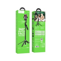 Selfie Stick Hoco K32 Soporte και Τρίποδο για Συσκευές 4.5"- 7" Επεκτεινόμενo εως 1.81m με Τηλεχειριστήριο και Auto Face Tracking Μαύρο