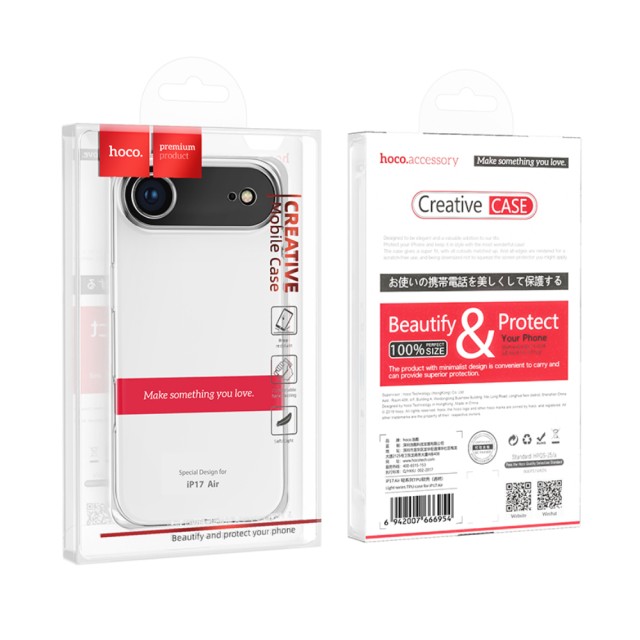 Θήκη Hoco TPU Light Series για Apple iPhone Air Διάφανη