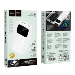 Power Bank Hoco J144A 30000mAh 1xUSB-C 1xMicro USB 2xUSB-A 5V/2A και LED Ένδειξη Μπαταρίας Λευκό