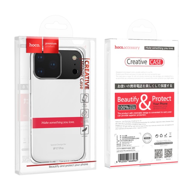 Θήκη Hoco TPU Light Series για Apple iPhone 17 Pro Διάφανη