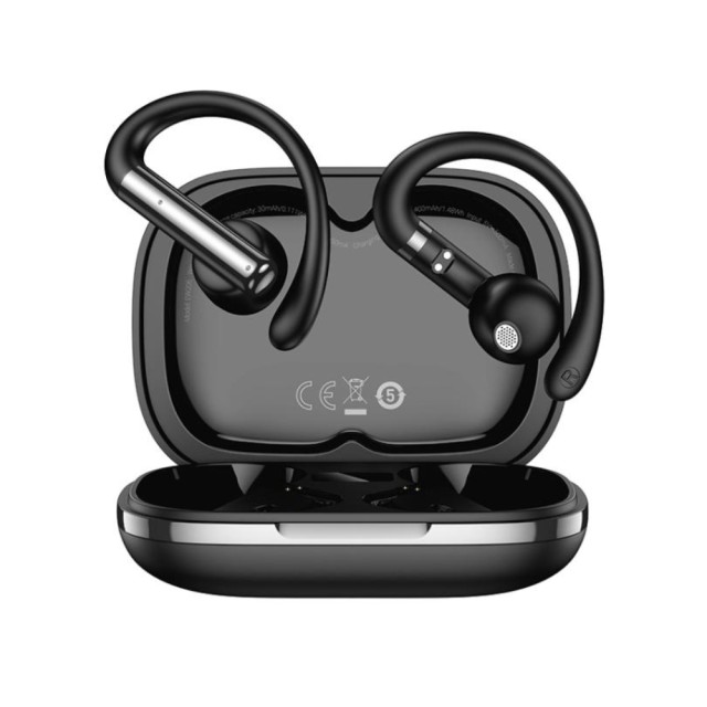 Wireless Hands Free Hoco EW206 Mist TWS v6.0 400mAh 4  Ώρες Ομιλίας Τεχνολογία True Bass και Θήκη Φόρτισης με LED Ένδειξη Μπαταρίας Μαύρα