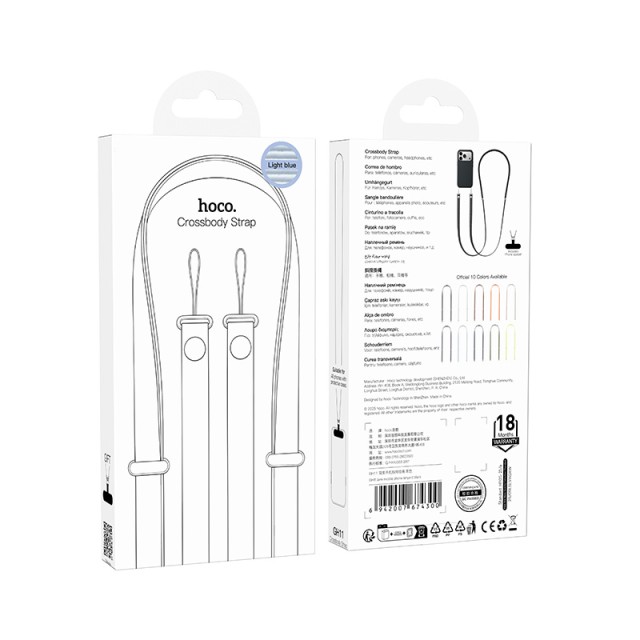 Universal Λουράκι Λαιμού Hoco GH11 για Θήκη Κινητού με Πυκνή Πλέξη και Μεταλλικες Λεπτομέρειες Γαλάζιο