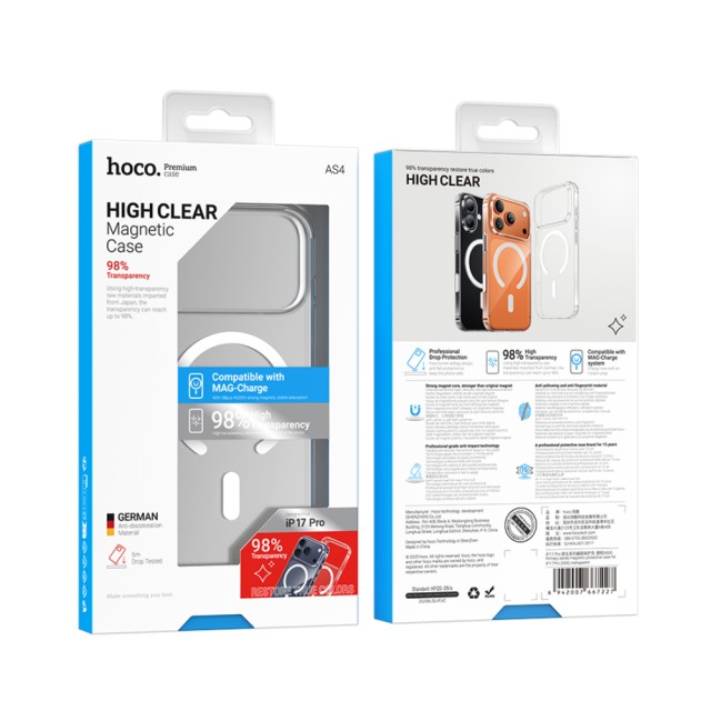 Θήκη Hoco Premium Primary Magsafe για Apple iPhone 17 Pro Διάφανη 98%