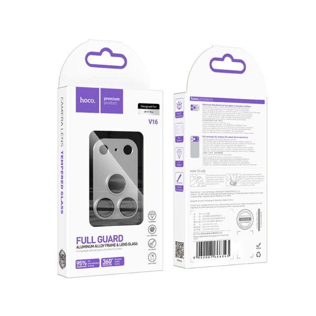 Προστασία Κάμερας Hoco Full Guard V16 Alluminum Alloy για Apple iPhone 17 Pro Silver