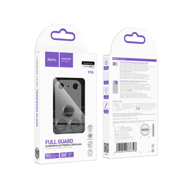Προστασία Κάμερας Hoco Full Guard V16 Alluminum Alloy για Apple iPhone 17 Pro Max Space Gray