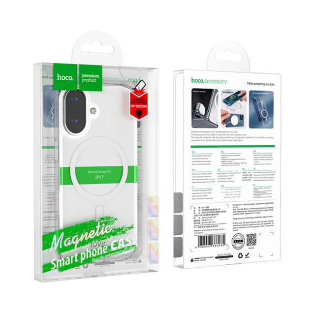Θήκη Hoco TPU Magnetic Series Airbag Anti-fall για Apple iPhone 17 Διάφανη