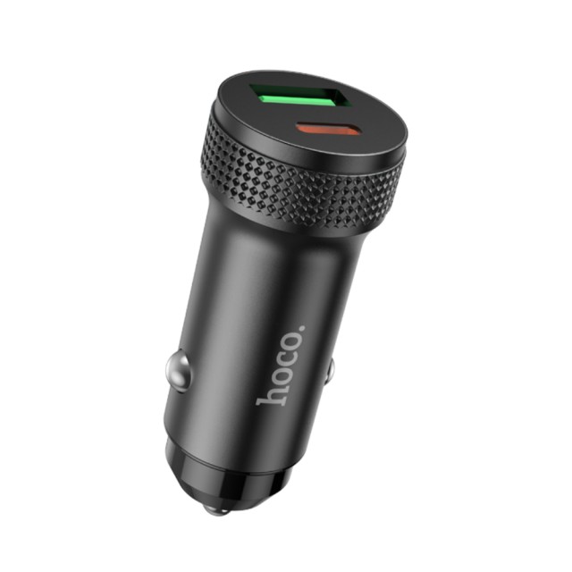 Φορτιστής Αυτοκινήτου Hoco Z49B 38W 1xUSB-C 1xUSB-A Alluminum Alloy Μαύρος