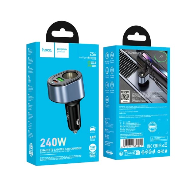 Φορτιστής Αυτοκινήτου Hoco Z56 Friend Dual USB Fast Charge PD35W+QC3.0  με Υποδοχή Αναπτήρα Μαύρος