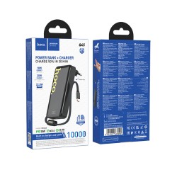 Power Bank Hoco Q45 Worrier 10000mAh 22.5W PD20W QC3.0A και Φορτιστής με 1xUSB-C 1xUSB-A και Ενσωματωμένο Καλώδιο USB-C Μαύρο