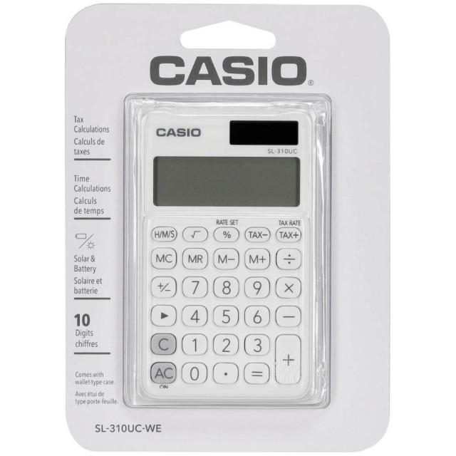 Αριθμομηχανή Dual 10 Ψηφίων LCD Display Casio SL-310UC-WE Λευκή