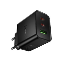 Φορτιστής Ταξιδίου Hoco N75 Grande GaN 65W High Power Fast Charge με 2xUSB-C και 1xUSB-A  Μαύρος