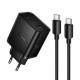 Φορτιστής Ταξιδίου Hoco N75 Grande GaN 65W High Power Fast Charge με 2xUSB-C 1xUSB-A και Καλώδιο USB-C σε USB-C 60W Μαύρος
