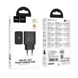Φορτιστής Ταξιδίου Hoco N77 Star GaN 45W Fast Charge με 1xUSB-C Μαύρος