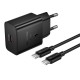 Φορτιστής Ταξιδίου Hoco N76 Star GaN 25W Fast Charge με 1xUSB-C και Καλώδιο USB-C σε USB-C Μαύρος