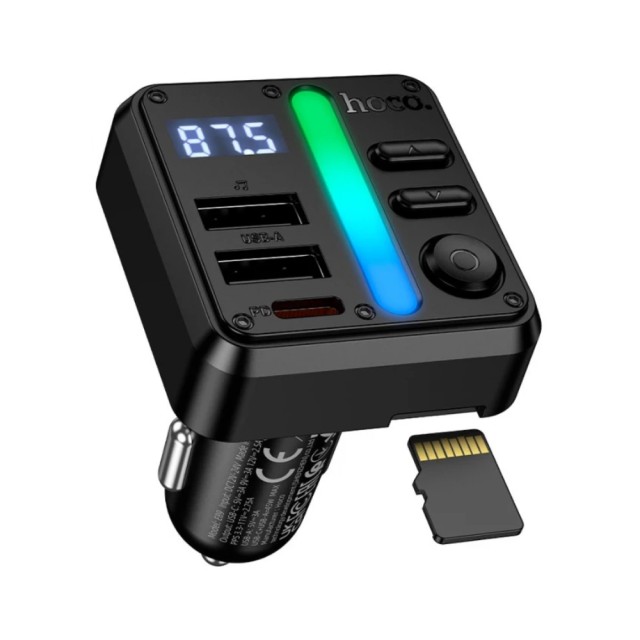 Bluetooth FM Transmitter Hoco E89 Libre 45W με 2xUSB-A και 1xUSB-C PD30W BT v5.4 Υποστηρίζει Αναπαραγωγή Μουσικής απο USB ή Κάρτα SD και Απάντηση Κλήσεων