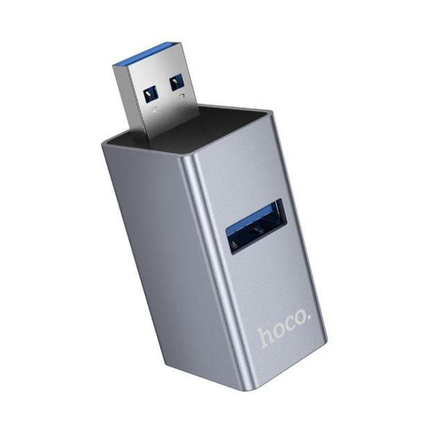 Hub Hoco HB54 3-in-1 USB σε 2xUSB2.0 και 1xUSB3.0 Ταχύτητα εως 5Gbps Metal Grey