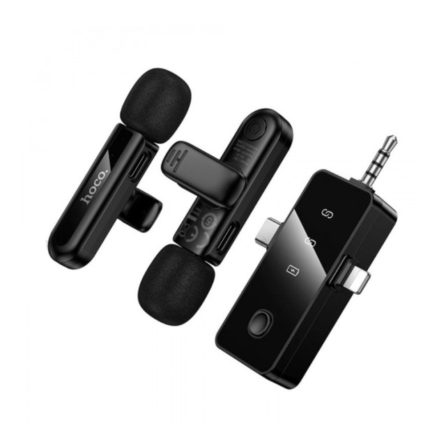 Σετ Μικρόφωνα Πέτου Ασύρματα Hoco L20C Fair Lavalier USB-C AUX Lightning 2.4Ghz Εμβέλεια 15m Digital Noise Cancellation ENC εως και 7 Ώρες Λειτουργίας