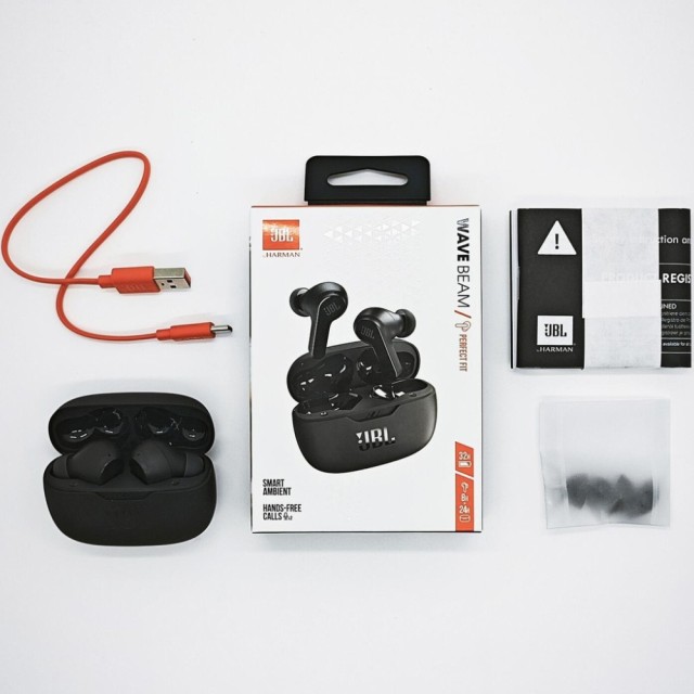 Wireless Hands Free JBL Wave Beam Buds με TalkThru έως 32 Ώρες Λειτουργίας IP54 και Θήκη Φόρτισης Μαύρα