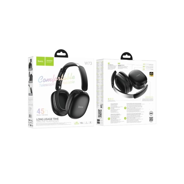 Wireless Hands Free Hoco W73 Graceful HiFi Audio v6.0 400mAh 45 Ώρες Ομιλίας AUX USB-C Μαύρα