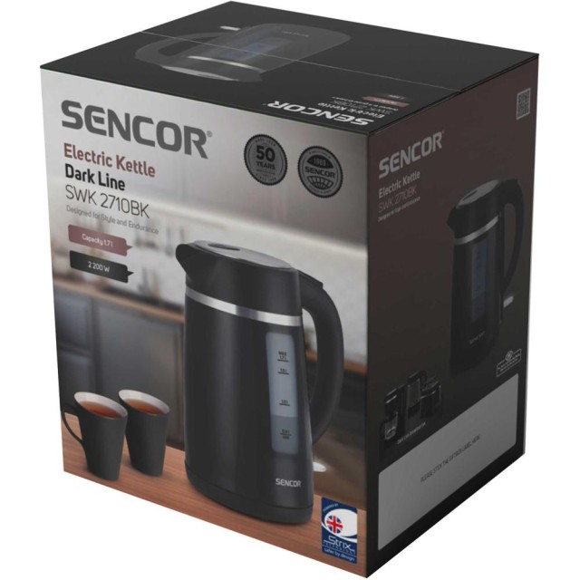 Βραστήρας Sencor SWK 2710BK Ηλεκτρικός 1.7L με Πιστοποίηση Ασφαλείας STRIX Μαύρος