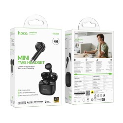 Wireless Hands Free Hoco EW205 Peaceful TWS Hi-Fi Audio Deep Bass v6.0 200mAh 4  Ώρες Ομιλίας και Θήκη Φόρτισης Μαύρα