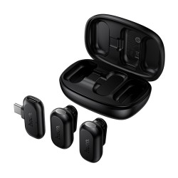 Σετ 2 Μικρόφωνα Πέτου Lavalier Ασύρματα Hoco L26 USB-C με AI Smart Μείωση Θορύβου 400mAh 6hrs Χρήσης Μαύρα