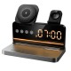 Ασύρματος Φορτιστής Hoco DWQ03 4 in 1 Qi 15W για Smartphone Earbuds Smartwatch με Ψηφιακό Ρολόι και Ξυπνητήρι