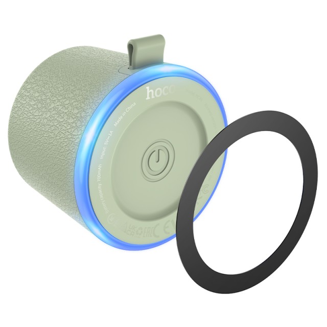 Φορητό Ηχείο Wireless Hoco HC49 Shine Mini Μαγνητικό TWS Hi-Fi Audio v6.0 700mAh 8W εως 4 Ώρες Αναπαραγωγής και Πολύχρωμο Φωτισμό Πράσινο
