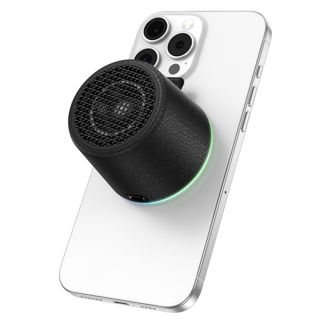 Φορητό Ηχείο Wireless Hoco HC49 Shine Mini Μαγνητικό TWS Hi-Fi Audio v6.0 700mAh 8W εως 4 Ώρες Αναπαραγωγής και Πολύχρωμο Φωτισμό Μαύρο