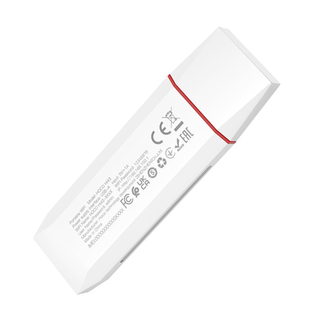 Φορητό Wifi Router Stick Hoco HI43 4G Wifi6 2.4GHz 150Mbps Τροφοδοσίας μέσω USB-A Λευκό