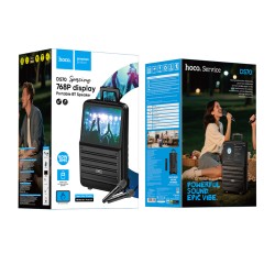 Φορητό Ηχείο Wireless Hoco DS70 Spacious v5.0 60W 7200mAh USB AUX MicroSD Card με 2 Ασύρματα Μικρόφωνα Οθόνη Αφής 14.1" και Android 12