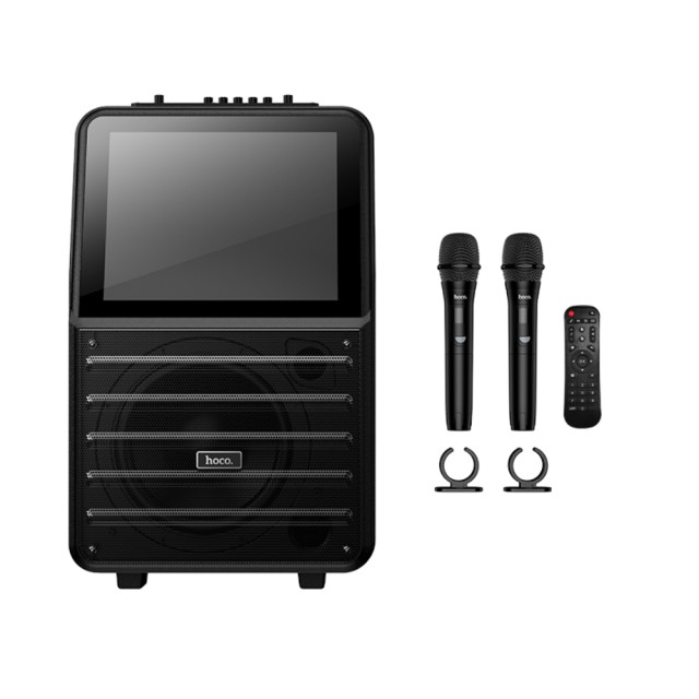 Φορητό Ηχείο Wireless Hoco DS70 Spacious v5.0 60W 7200mAh USB AUX MicroSD Card με 2 Ασύρματα Μικρόφωνα Οθόνη Αφής 14.1" και Android 12