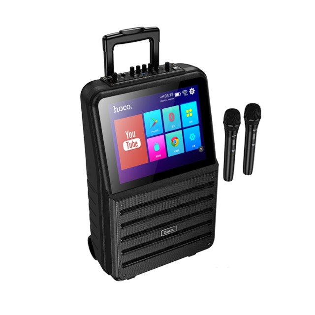 Φορητό Ηχείο Wireless Hoco DS70 Spacious v5.0 60W 7200mAh USB AUX MicroSD Card με 2 Ασύρματα Μικρόφωνα Οθόνη Αφής 14.1" και Android 12