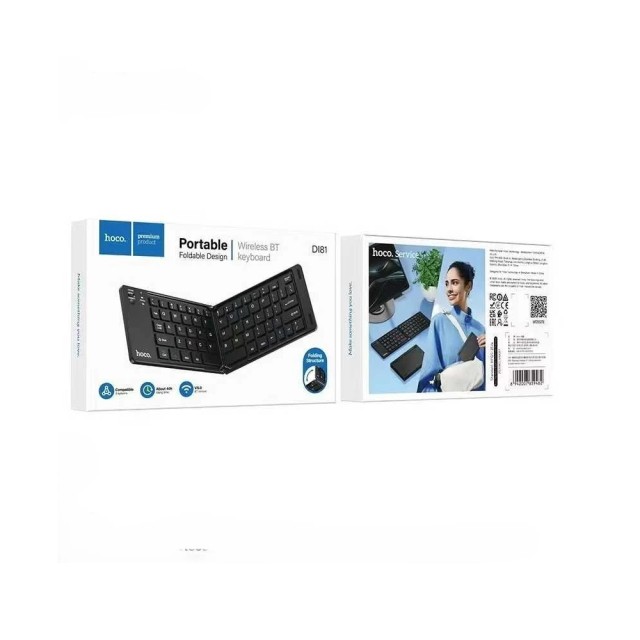 Ασύρματο Mini Πληκτρολόγιο Hoco DI81 Αναδιπλούμενο 67 Πλήκτρων v5.0 150mAh 40 Ώρες Χρήσης Μαύρο