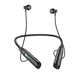 Bluetooth Hands Free Hoco DM37 Sky Neckband Magnetic v5.3 380mAh 40 Ώρες Αναπαραγωγής και LED Ένδειξη Μπαταρίας Μαύρα