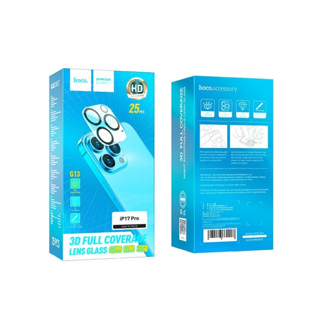 Προστασία Κάμερας Hoco G13 3D Night Shooting Circle Lens Glass για Apple iPhone 17 Pro 5G Μαύρο 25 Τεμ.