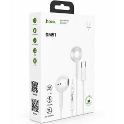 Hands Free Hoco. DM51 Fringe Stereo USB-C με Μικρόφωνο 1.2m Λευκά Συμβατά με Όλες τις USB-C Συσκευές