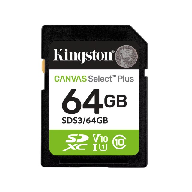 Κάρτα Μνήμης Kingston Canvas Select Plus+ SDXC 64GB Class 10 έως 150MB/s SDS3/64GB