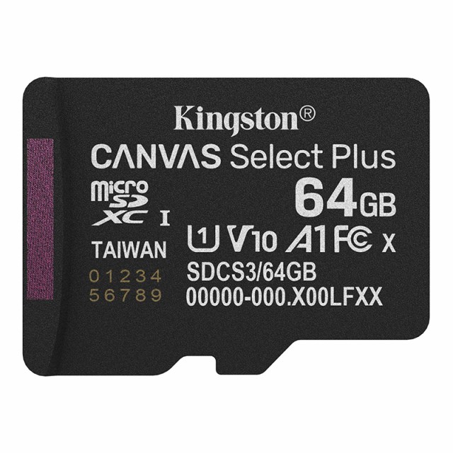 Κάρτα Μνήμης Kingston Canvas Select Plus+ MicroSDXC 64GB Class 10 έως 100MB/s SDCS3/64GBBSP