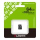 Κάρτα Μνήμης Kingston Canvas Select Plus+ MicroSDXC 64GB Class 10 έως 100MB/s SDCS3/64GBBSP