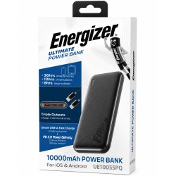 Power Bank Energizer UE10055PQ 10000mAh PD22.5W QC3.0 με 2xUSB-C 1xUSB-A και LED Ένδειξη Μπαταρίας Μαύρο Power Bank Energizer UE10055PQ 10000mAh PD22.5W QC3.0 με 2xUSB-C 1xUSB-A και LED Ένδειξη Μπαταρίας Μαύρο