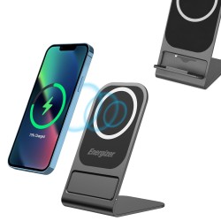 Ασύρματος Επιτραπέζιος Φορτιστής Energizer WCP109 15W Ultra-Thin Fast Charge USB-C Συμβατός με Μαγνητικές Θήκες και MagSafe Γκρι