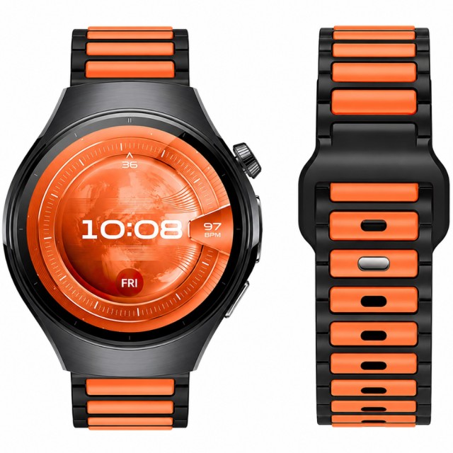 Watchband Hoco WH27 Flexible Series Silicon Strap για Samsung Huawei Xiaomi Vivo OPPO κα 22mm Universal Μαύρο-Πορτοκαλί