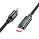 Καλώδιο Σύνδεσης Hoco U125 Benefit USB-C σε USB-C PD100W 3A για Γρήγορη Φόρτιση με Ένδειξη Φόρτισης Braided Μαύρο 1.2m