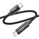 Καλώδιο Σύνδεσης Hoco U125 Benefit USB-C σε USB-C PD100W 3A για Γρήγορη Φόρτιση με Ένδειξη Φόρτισης Braided Μαύρο 1.2m