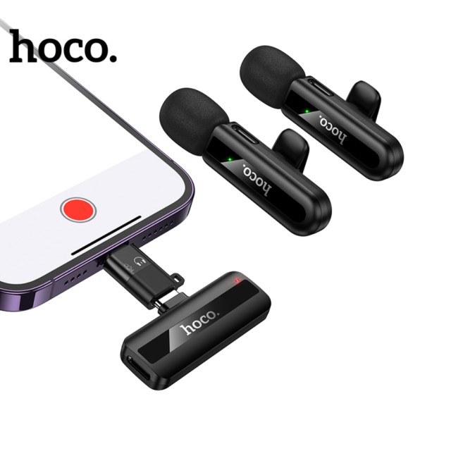 Σετ Μικρόφωνα Πέτου Hoco L20A Fair με Κλίπ Πολυκατευθυντικό Μικρόφωνο 60mAh 4hr Χρήσης και Lightning Αντάπτορα Μαύρα