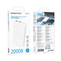 Power Bank Borofone BJ78A 20000mAh 5V/2A με 4 Θύρες 1xUSB-C 2xUSB-A 1xMicroUSB και LED Ένδειξη Μπαταρίας Λευκό